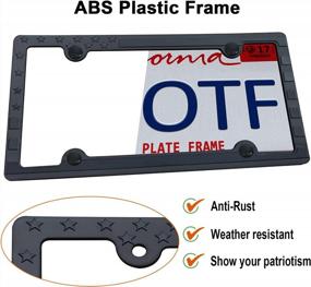 img 3 attached to Show Your Patriotism With Aootf American Flag License Plate Frames - 2 Pack Of Patriotic Black USA Stars And Stripes Car Tag Covers With Stainless Steel Screws And Caps
