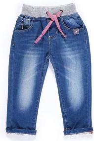 img 4 attached to 👖 Little-Guest Baby Girls Drawstring Jeans: Comfortable Toddler Pull on Straight Pants (G115)