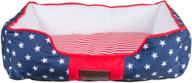 🐾 bone dry lattice/stars & stripes design pet bed - rectangle medium, 28 x 20 x 8, stars & stripes pattern logo