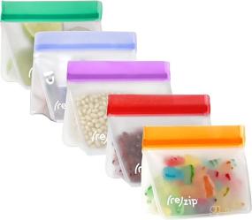 img 4 attached to 👜 rezip Stand-Up Reusable BPA-Free Food Grade Storage Bag 5-Pack | Leakproof, Freezer/Dishwasher Safe, Travel Friendly | (5) Stand-Up Snack Bags 1-Cup/8-Ounce | Multicolor Jewel Tones