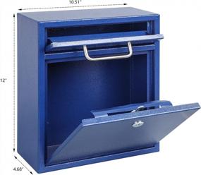 img 2 attached to 📬 KYODOLED Outdoor Steel Key Lock Mailbox: Secure Wall Mount Box for Keys & Mail, Blue Large - 12Hx 10.51Lx 4.68W Inches