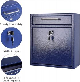 img 3 attached to 📬 KYODOLED Outdoor Steel Key Lock Mailbox: Secure Wall Mount Box for Keys & Mail, Blue Large - 12Hx 10.51Lx 4.68W Inches