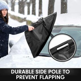 img 3 attached to Gelibo 2022 Heavy Duty Car Windshield Snow Cover With Side Poles & Security Panels - Thicker 600D Material For Ice, Snow & Frost Protection, Includes Mirror Covers And Wiper Blade