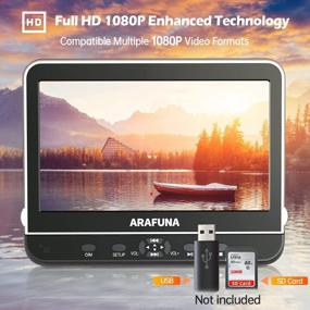 img 2 attached to DVD-плеер Arafuna 10,5 "в подголовнике для автомобиля с входом HDMI - портативный автомобильный DVD-плеер с креплением на подголовник, поддержкой HD-видео 1080P, USB / SD, без регионов и последней памятью