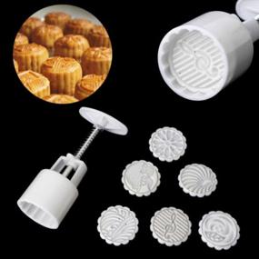 img 4 attached to EORTA 3D Mooncake Mold With 6 Stamps Flower Cookie Press 50G Round Cake Cutter Baking Severing Tools For Mid Autumn Festival, DIY Handmade Decoration, White