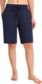 img 4 attached to Women'S French Terry Bermuda Shorts With Pockets By Weintee