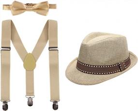 img 4 attached to Kids Adjustable Y-Back Suspender Brace Pre-Tied Bowtie Fedora Hat Outfit 2-6T Boys/Girls 3PCS