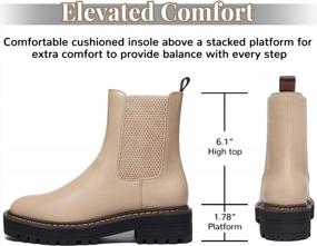 img 3 attached to Chunky Heeled Leather Booties: Athlefit'S Chelsea Ankle Boots For Women With Slip-On Ease And Platform Lug Sole
