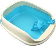 🐱 semi-enclosed cat litter pan with shovel - perfect for cats and small dogs - 17.5" lx12.5 wx7 h logo