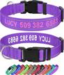 taglory personalized dog collars, embroidered reflective dog collar with name and phone number, adjustable nylon dog collar for medium dogs, purple logo