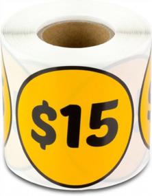 img 4 attached to 15 Dollar Round Garage Yard Sale Stickers (Lt Orange, 300 Labels Per Roll, 1 Roll)