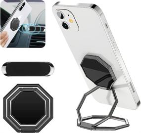 img 4 attached to 📱 Miivaarz Dark Grey Cell Phone Finger Kickstand with 360° Rotation, Foldable Metal Ultra-Thin Stand for iPhone, iPad, and Smartphones – Includes Magnetic Car Mount