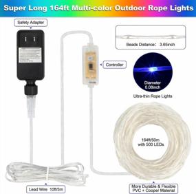 img 1 attached to RGB LED Rope Lights Outdoor 164Ft - 16 Colors Remote Control Fairy String Plug In, Waterproof Super Durable For Bedroom Patio Halloween Christmas Decor