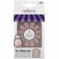 pink pearl nailene so natural короткие искусственные накладные ногти с 28 гвоздями (12 размеров) и клеем для ногтей для удобного и естественного вида - 31 шт. логотип