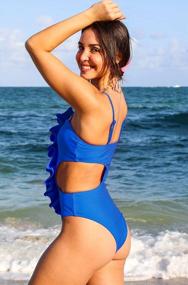 img 2 attached to Flattering Women'S One Piece Swimsuit With Flounce Design And Padded Monokini – Perfect For Beachwear And Swimming, Featuring Unique Hole Out Bathing Suit Detail