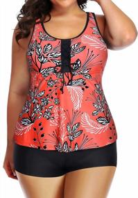 img 2 attached to Holipick Two Piece Plus Size Tankini Swimsuits For Women Tummy Control Bathing Suits Athletic Tankini Top With Boy Shorts
