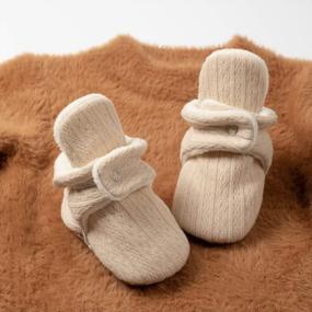 img 2 attached to Newborn Baby Boy Girl Soft Fleece Booties Non Skid Gripper Infant Slippers Socks Shoe Toddler First Walkers Winter Ankle Crib Shoes Stay On