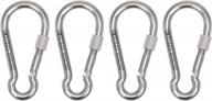 shonan 3.1 inch large locking carabiner, 4 pack heavy duty carabiner clips, stainless steel screw locking carabiners for home gym, outdoor camping 400 lbs capacity logo