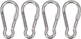img 4 attached to SHONAN 3.1 Inch Large Locking Carabiner, 4 Pack Heavy Duty Carabiner Clips, Stainless Steel Screw Locking Carabiners For Home Gym, Outdoor Camping 400 Lbs Capacity