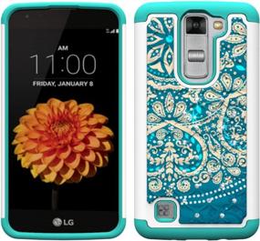 img 3 attached to LG Stylo 2 Case, LG G Stylo 2 Case, MagicSky [Shock Absorption] Studded Rhinestone Bling Hybrid Dual Layer Armor Defender Protective Case Cover For LG Stylo 2 / LG G Stylo 2 / LG Stylus 2 -Flower1