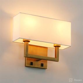 img 4 attached to 🏮 Vintage-style Permo Wall Sconce Light Fixture with White Textile Shades – Perfect for Living Room, Bedside, or Nightstand Lighting!