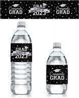 этикетки для выпускных бутылок с водой 2023 года - 24 водонепроницаемых наклейки в школьных цветах логотип