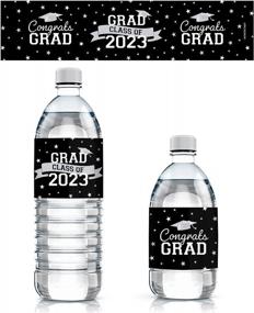 img 4 attached to Этикетки для выпускных бутылок с водой 2023 года - 24 водонепроницаемых наклейки в школьных цветах