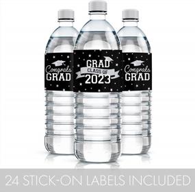 img 1 attached to Этикетки для выпускных бутылок с водой 2023 года - 24 водонепроницаемых наклейки в школьных цветах