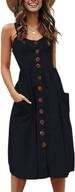 women's summer floral spaghetti strap button down swing midi dress with pockets логотип