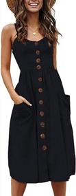 img 4 attached to Women'S Summer Floral Spaghetti Strap Button Down Swing Midi Dress With Pockets