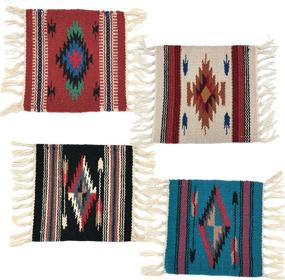 img 2 attached to 🏜️ Set of 4 Southwest Handwoven Chimayo Wool Style Mats for Rustic Decoration - Pack of 4