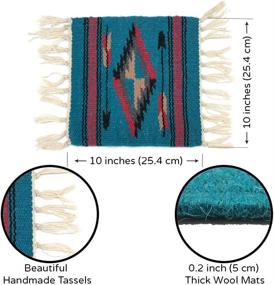 img 3 attached to 🏜️ Set of 4 Southwest Handwoven Chimayo Wool Style Mats for Rustic Decoration - Pack of 4