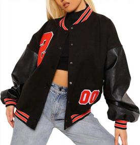img 1 attached to Stylish Cropped Bomber Jacket For Women With Button-Up Front, Long Sleeves, And Sexy Pocket - Perfect For Streetwear