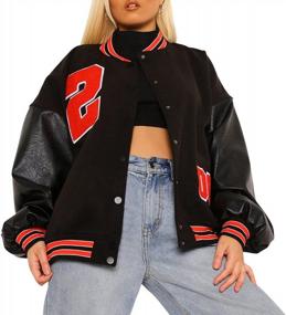 img 4 attached to Stylish Cropped Bomber Jacket For Women With Button-Up Front, Long Sleeves, And Sexy Pocket - Perfect For Streetwear