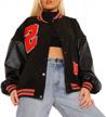 stylish cropped bomber jacket for women with button-up front, long sleeves, and sexy pocket - perfect for streetwear logo