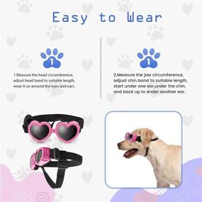 img 1 attached to 🐶 APOSU Small Breed Dog Sunglasses: UV Protection Goggles with Adjustable Strap, Heart Shape Anti-Fog Sunglasses Eye Wear for Puppy Sun Glasses, Windproof Doggie Glasses (Pink)