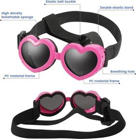 img 2 attached to 🐶 APOSU Small Breed Dog Sunglasses: UV Protection Goggles with Adjustable Strap, Heart Shape Anti-Fog Sunglasses Eye Wear for Puppy Sun Glasses, Windproof Doggie Glasses (Pink)