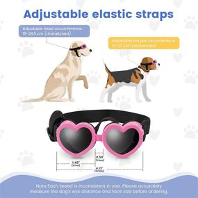 img 3 attached to 🐶 APOSU Small Breed Dog Sunglasses: UV Protection Goggles with Adjustable Strap, Heart Shape Anti-Fog Sunglasses Eye Wear for Puppy Sun Glasses, Windproof Doggie Glasses (Pink)