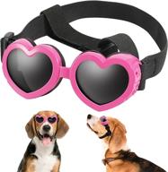 🐶 aposu small breed dog sunglasses: uv protection goggles with adjustable strap, heart shape anti-fog sunglasses eye wear for puppy sun glasses, windproof doggie glasses (pink) логотип