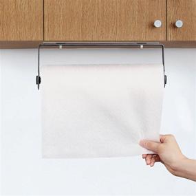 img 3 attached to Rustproof Removable Kitchen Towel Holder - Wall Mounted & No Drilling Paper Towel Dispenser With Adhesive Under Cabinet For Home, Easy Tear By SMARTAKE, Gray
