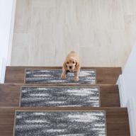 rugshop состаренные абстрактные нескользящие ступени для лестниц (набор из 13) 8,6 x 26 дюймов, серые логотип