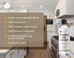 img 3 attached to 🌿 Kate Naturals 8oz Mineral Oil for Cutting Board - Food Grade, Safe for Kitchen Appliances, Knives, Butcher Blocks, Stainless Steel, Wood