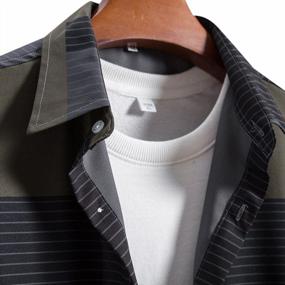 img 1 attached to Litetao Мужская приталенная деловая рубашка в геометрическую полоску с отложным воротником