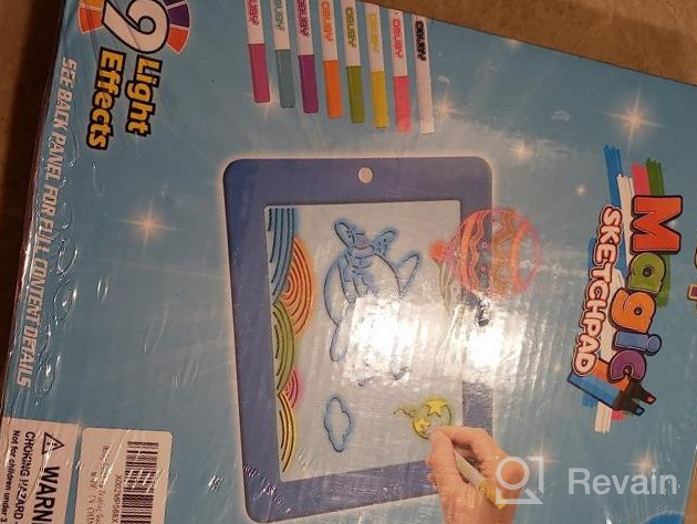 img 1 attached to Obuby Light Up Drawing Board Educational Learning Drawing Kids Toys Gifts For 3 4 5 6 7+ Ages Boys And Girls,Ultimate Tracing Pad With 9 LED Light Effects Glow In The Dark Art Doodle Color Set（Blue） review by John Espindola