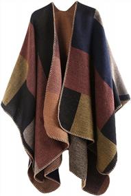 img 4 attached to Stay Cozy And Chic With VamJump Women'S Open Front Knitted Poncho Shawl