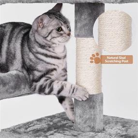 img 1 attached to Ultimate Playhouse For Your Feline Friend: BEWISHOME Cat Tree With Scratching Posts, Condos, Hammock, And Toys In Grey