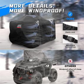 img 3 attached to 🏍️ Kemimoto Large ATV Cover - Heavy Duty 300D Water-Resistant with Windproof Straps, Trailerable Four Wheeler Cover featuring Reflective Straps, Easy Access Zipper, Vents - Size: 95x50x48”