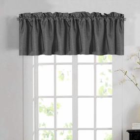 img 4 attached to H.VERSAILTEX Charcoal Gray Blackout Linen Textured Thick Curtain Valance For Kitchen/Bathroom/Laundry - (1 Panel) Privacy Window Valance With Rod Pocket Casual Curtain, 52X18 Inch