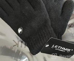 img 6 attached to LETHMIK Kids Touchscreen Knit Gloves, Winter Solid Black Children's Warm Thick Fleece Lined Gloves