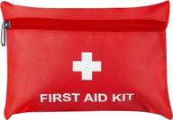 compact red first aid kit with foil blanket, cpr respirator, and scissors - ideal for travel, home, office, camping, and emergencies outdoors by asa techmed logo